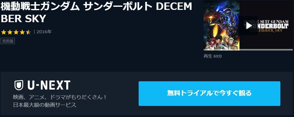 映画 機動戦士ガンダム サンダーボルト December Skyの動画を無料でフル視聴できる動画サイトまとめ アニメ動画大陸 アニメ動画 無料視聴まとめサイト